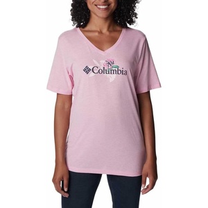 image:imageColumbia Womens Bluebird Day Relaxed V NeckWild Rose HeatherJubilant Flower Graphic