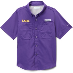 image:imageColumbia Boys Collegiate Tamiami Short Sleeve ShirtLsu  Vivid Purple