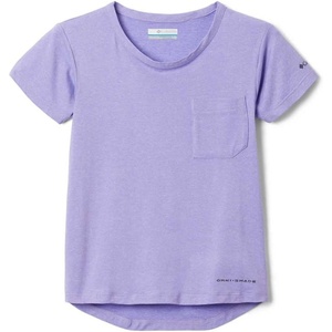 image:imageColumbia Girls Tech Trail Short Sleeve TeeMorning Mist HeatherPaisley Purple Heather