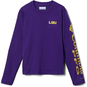 image:imageColumbia Kids CLG Terminal Tackle Long Sleeve Shirt Little KidsBig KidsLsu  Vivid PurpleCollegiate Yellow