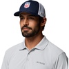 image:imageColumbia Unisex PFG Mesh 3D Stretch Snap BackCollegiate NavyAmericana Badge