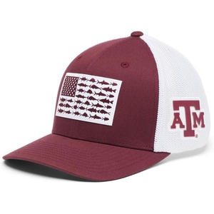 image:imageColumbia Collegiate PFG Mesh Fish Flag Ball CapTam  Deep Maroon