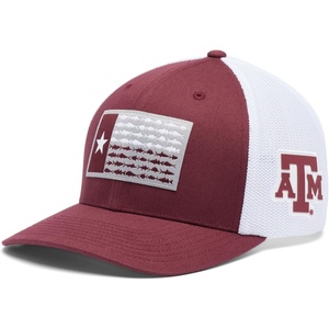 image:imageColumbia Collegiate PFG Mesh Fish Flag Ball CapTam  Deep MaroonTexas Flag