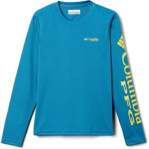 image:imageColumbia boys Terminal Tackle Long Sleeve TeeDeep MarineLaser Lemon Logo