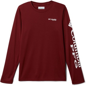 image:imageColumbia boys Terminal Tackle Long Sleeve TeeRed JasperWhite Logo