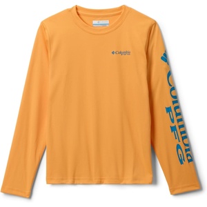 image:imageColumbia boys Terminal Tackle Long Sleeve TeeSummer OrangeBlue Echo Logo