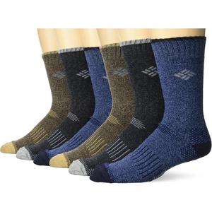 image:imageColumbia Mens Moisture Control Basic Crew 4PackKhakiNavyBrownBlack 6 Pairs