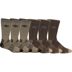 image:imageColumbia Mens Moisture Control Quarter Crew Socks Multipack KhakiBrown 6 Pairs 612