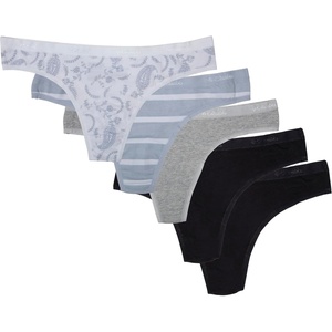 image:imageColumbia Womens 4way Stretch Cotton Thong 5packBlackHeather GreyStripedPaisley