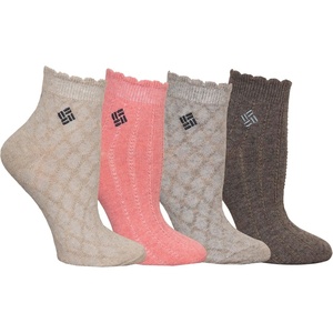 image:imageColumbia Womens Flatknit Textured Quarter Socks 4packKhakiSalmonBrown