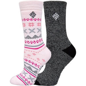image:imageColumbia Womens Fleece Lined Thermal Fleece Lined Crew Socks 2PackRedBlack