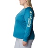 image:imageColumbia Womens Tidal Tee II Long Sleeve HoodieDeep MarineLight Lime Logo