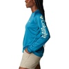 image:imageColumbia Womens Tidal Tee II Long Sleeve HoodieDeep MarineLight Lime Logo