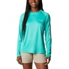 image:imageColumbia Womens Tidal Tee II Long Sleeve HoodieElectric TurquoiseWhite Logo