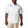 image:imageColumbia College Arkansas Razorbacks Collegiate Tamiami II Short Sleeve ShirtLsu  White
