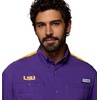 image:imageColumbia Mens Collegiate Tamiami Colorblock Short Sleeve ShirtLsu  Vivid PurpleYellow