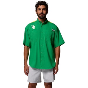 image:imageColumbia Mens Collegiate Tamiami Colorblock Short Sleeve ShirtUo  Fuse GreenYellow Glo