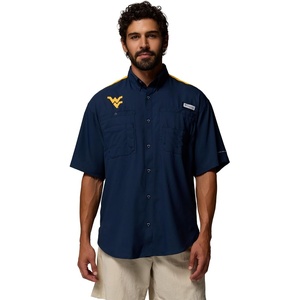 image:imageColumbia Mens Collegiate Tamiami Colorblock Short Sleeve ShirtWv  Collegiate NavyMlb Gold