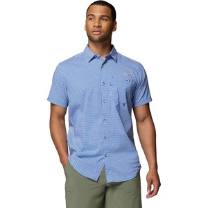 image:imageColumbia Mens PFG Harbor Peak Short Sleeve ShirtVivid Blue Gingham