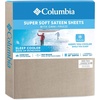 image:imageColumbia Omni Freeze Super Soft Breathable MoistureWicking Cooling Sateen Flat Sheet Fitted Sheet and Pillow Case Set Luxury 4 Piece Columbia Greay King Bedsheets SetFossil