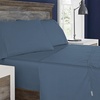 image:imageColumbia Omni Freeze Super Soft Breathable MoistureWicking Cooling Sateen Flat Sheet Fitted Sheet and Pillow Case Set Luxury 4 Piece Columbia Greay King Bedsheets SetDark Mirage
