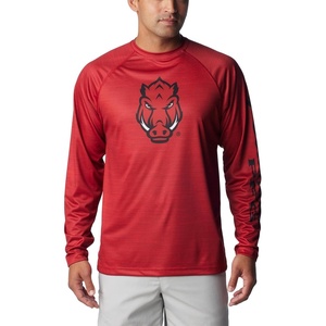 image:imageColumbia Mens Collegiate Terminal Tackle Heather Long Sleeve ShirtArk  Red Velvet Heather