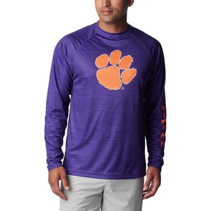 image:imageColumbia Mens Collegiate Terminal Tackle Heather Long Sleeve ShirtCle  Vivid Purple Heather