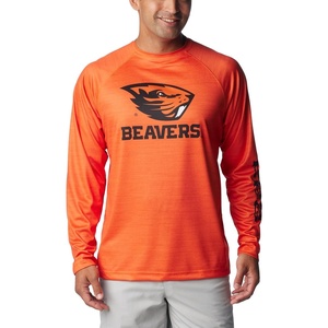image:imageColumbia Mens Collegiate Terminal Tackle Heather Long Sleeve ShirtOsu  Tangy Orange Heather