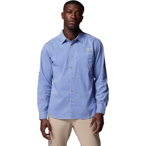 image:imageColumbia Mens PFG Harbor Peak Long Sleeve ShirtVivid Blue Micro Gingham
