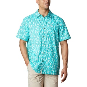 image:imageColumbia Mens Super Slack Tide Camp Shirt Short SleeveBright Aqua Marlin Palms Print