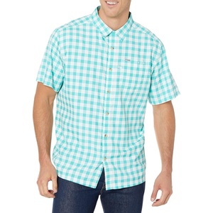 image:imageColumbia Mens Super Slack Tide Camp Shirt Short SleeveBright Aqua Palaka Plaid
