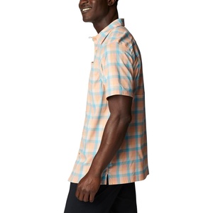 image:imageColumbia Mens Super Slack Tide Camp Shirt Short SleeveLight Coral Mid Gingham