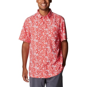 image:imageColumbia Mens Super Slack Tide Camp Shirt Short SleeveRed Hibiscus Kona Print