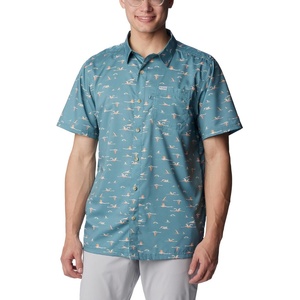 image:imageColumbia Mens Super Slack Tide Camp Shirt Short SleeveTranquil Teal Tailfins Print