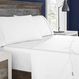 image:imageColumbia Omni Freeze Super Soft Breathable MoistureWicking Cooling Sateen Flat Sheet Fitted Sheet and Pillow Case Set Luxury 4 Piece Columbia Greay King Bedsheets SetWhite