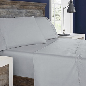 image:imageColumbia Omni Freeze Super Soft Breathable MoistureWicking Cooling Sateen Flat Sheet Fitted Sheet and Pillow Case Set Luxury 4 Piece Columbia Greay King Bedsheets SetColumbia Grey