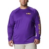 image:imageColumbia Mens Collegiate Terminal Tackle Long Sleeve ShirtLsu  Vivid PurpleCollegiate Yellow