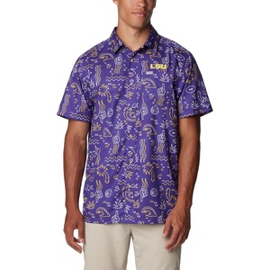 image:imageColumbia Mens Collegiate Super Slack Tide ShirtLsu  Vivid Purple Fish Fan Print