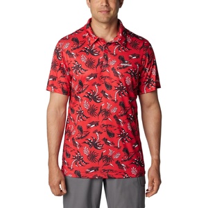 image:imageColumbia Mens Collegiate Super Terminal Tackle PoloUga  Bright Red Dorado Isle Print