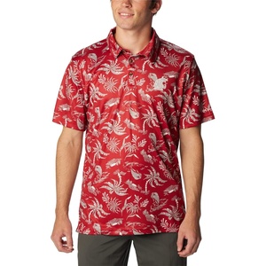 image:imageColumbia Mens Collegiate Super Terminal Tackle PoloWaz  Red Velvet Dorado Isle Print