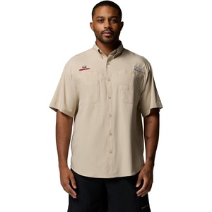 image:imageColumbia Mens Collegiate Tamiami Short Sleeve Shirt UGA  Fossil Large