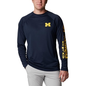 image:imageColumbia Mens Collegiate Terminal Tackle Long Sleeve ShirtUm  Collegiate NavyCollegiate Yellow