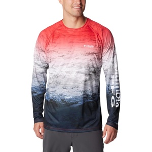 image:imageColumbia Mens PFG Super Terminal Tackle Long Sleeve ShirtRed Spark Deepsea Fade