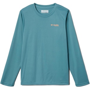 image:imageColumbia Youth Boys PFG Terminal Tackle Fish Flag Long Sleeve ShirtTranquil Teal  Bright Nectar Trout Flies